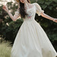 Cottage Flower Midi Dress (Cream)