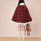 Merry Plaid Mini Dress & Capelet Set (Red)