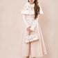 Cotton Candy Capelet & Midi Dress Set (Pink/White)