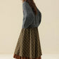 Willow Plaid Pleated Midi Skirt (Green/Brown)