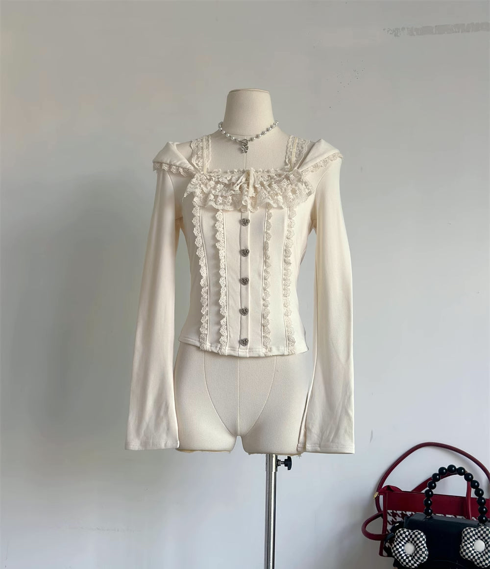 Ballet Lace Knitted Shirt (2 Colors)