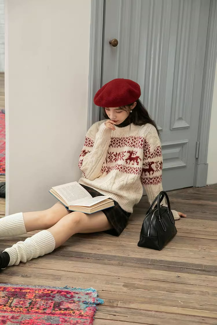 Reindeer Fair Isle Sweater (Cream)