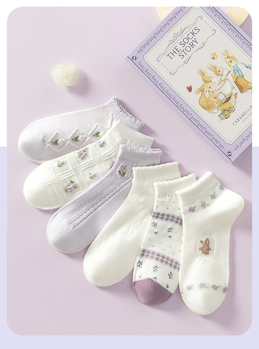Spring Peter Rabbit Ankle Socks Set (Purple)