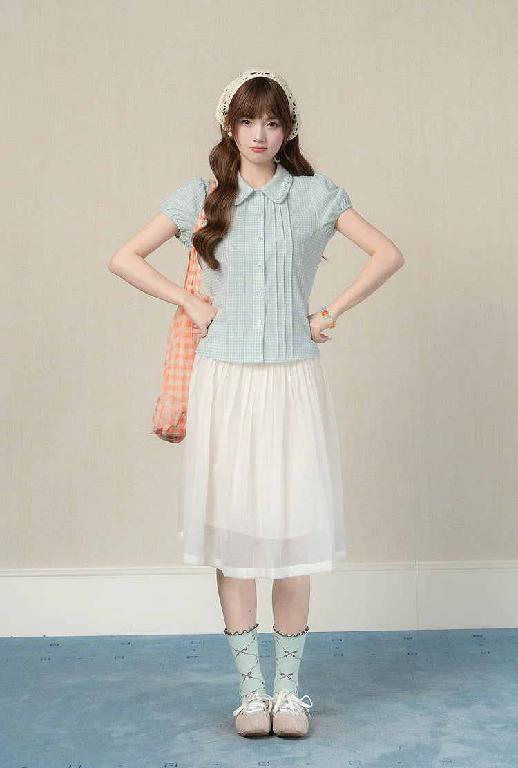 Gingham Fresh Blouse (Mint)