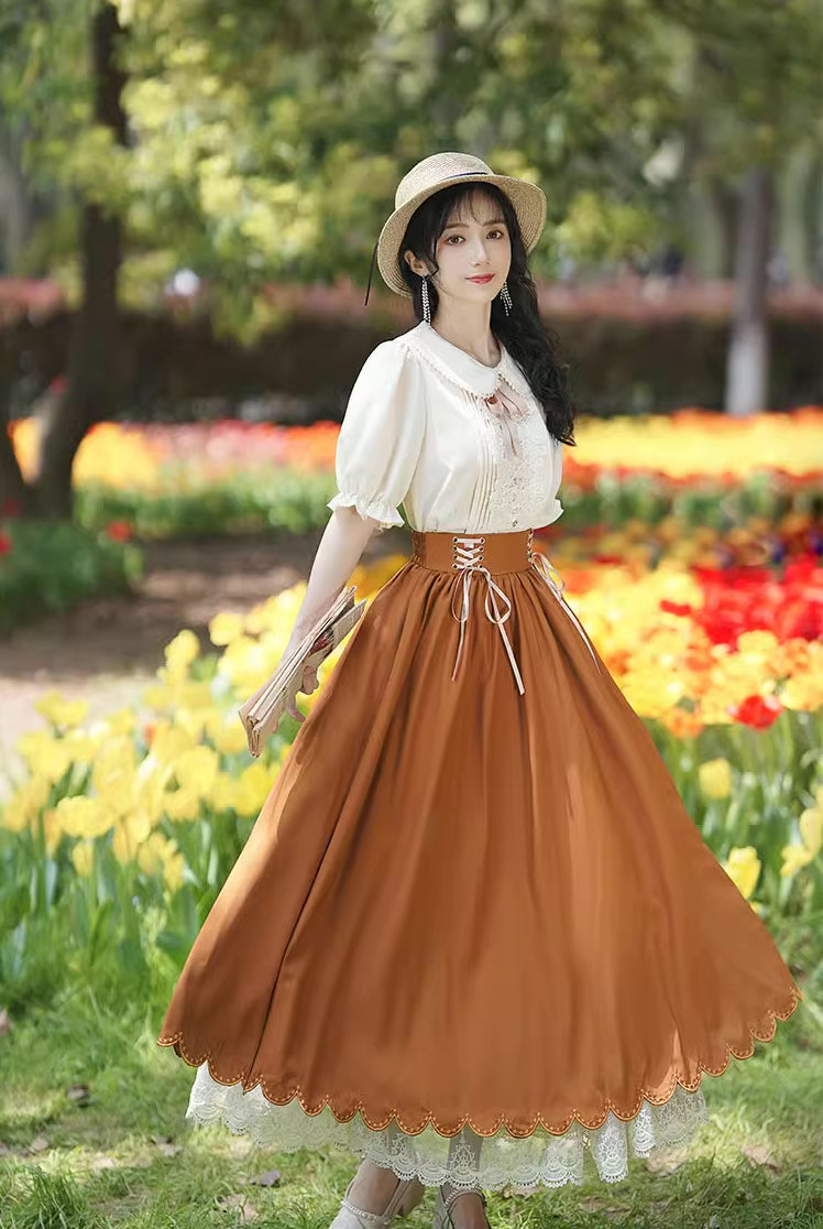 Evergarden Short Sleeve Blouse & Skirt Set (7 Colors)