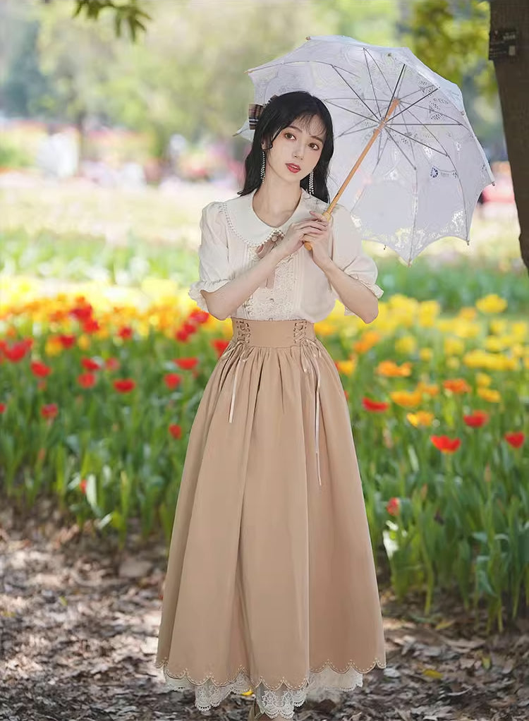 Evergarden Short Sleeve Blouse & Skirt Set (7 Colors)