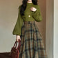 Willow Plaid Sweater & Skirt Set (Green)