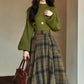Willow Plaid Sweater & Skirt Set (Green)