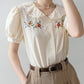 Falling Florals Short Sleeve Blouse (Cream)