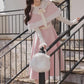 Cotton Candy Capelet & Midi Dress Set (Pink/White)