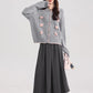 Braided Knit Bows Cardigan (Gray)