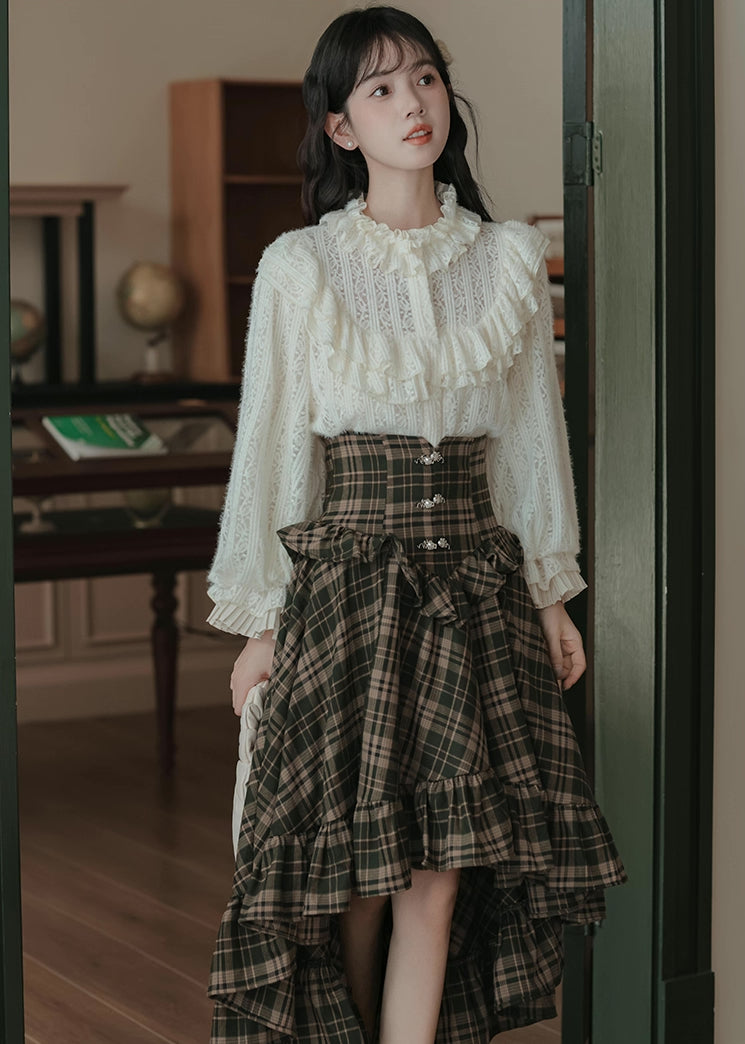 Ornate Lace Puff Sleeve Blouse (Cream)