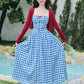 Vintage Gingham Floral Cami Dress (Blue)