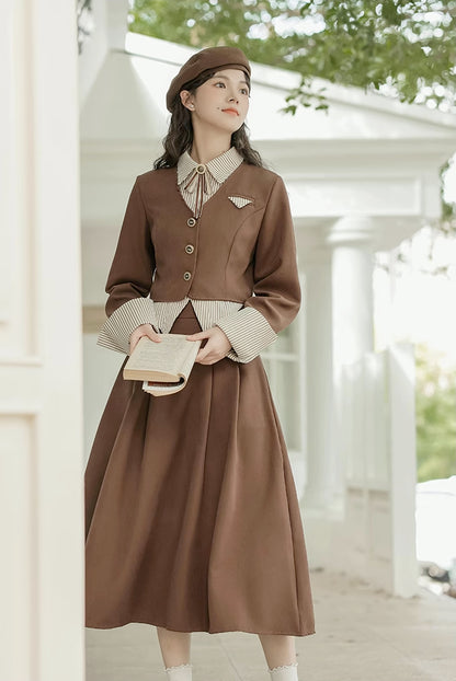 Academia Two-Piece Set (Brown)