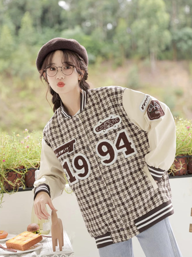 1994 Tweed Plaid Baseball Jacket (2 Colors)