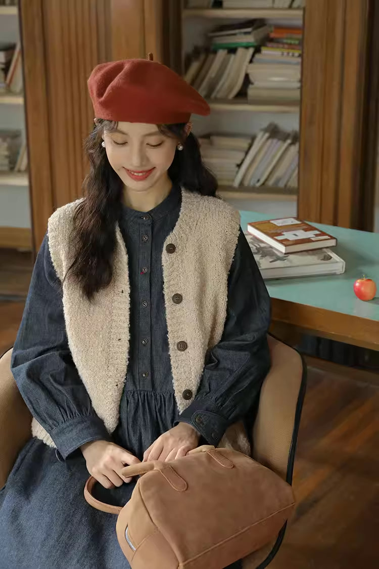 Comfort Denim Midi Dress (Dark Wash)