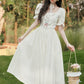 Cottage Flower Midi Dress (Cream)