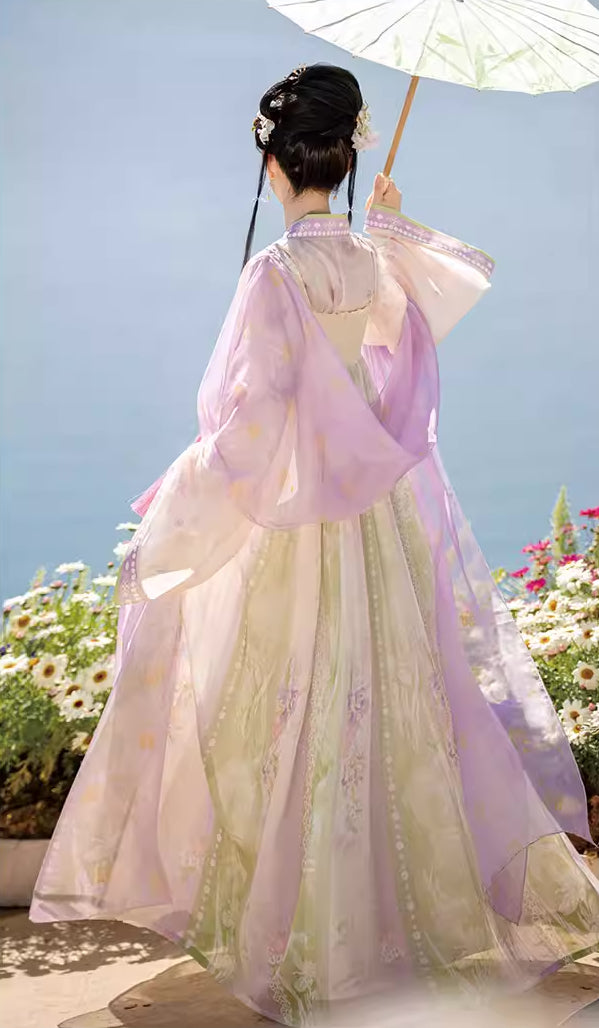 Wisteria Qixiong Ruqun Set (Green/Purple)