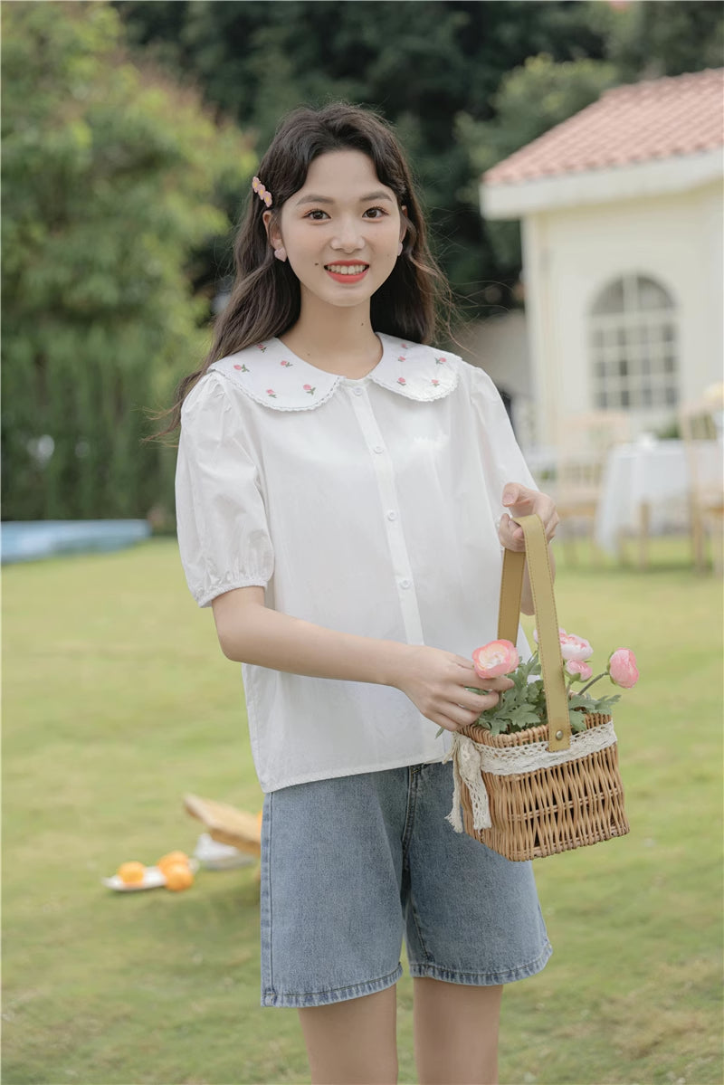 Budding Blossoms Short Sleeve Blouse (2 Colors)