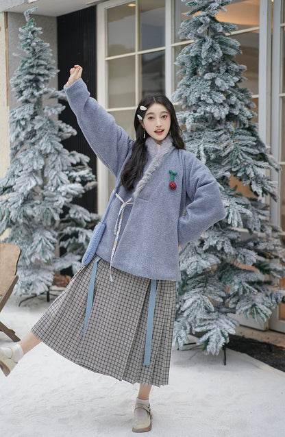 Snowy Wishes Cross Collar Jacket (3 Colors)