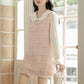 Tweed Plaid Mini Shift Dress (Pink)