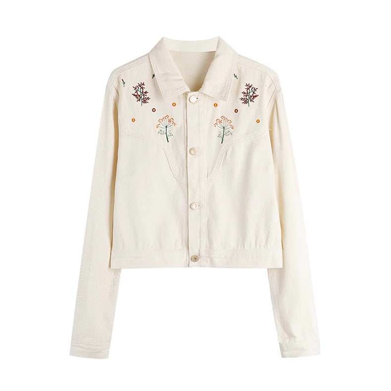 Ditsy Floral Embroidered Jacket (White)