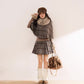 Library Plaid Capelet & Mini Skirt Set (Grey)