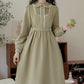 Sunday Tea Long Sleeve Midi Dress (Olive)