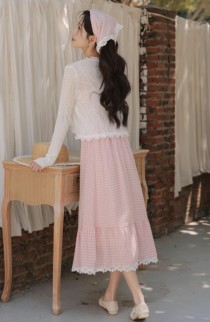 Coco Plaid Midi Cami Dress (Pink)