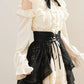 Medieval Punk Mini Dress & Corset Belt (Cream/Black)