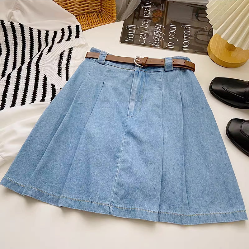 Pleated Denim Mini Skirt (3 Colors)