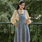 Delicate Daisy Embroidered Pinafore (Blue)