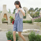 Rosy Days Embroidered Short Overalls (Light Denim)