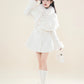 Snow Tweed Capelet Mini Coat Dress (White)
