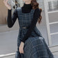 Belted Plaid Pinafore Dress (3 Colors)