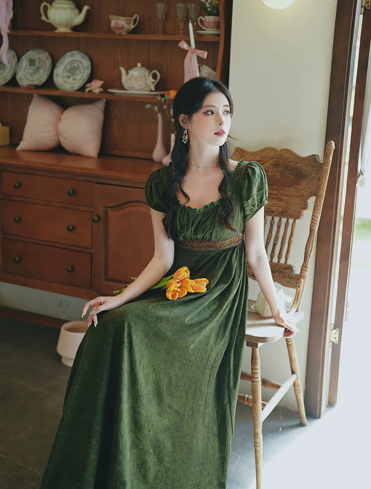 Ivy Regency Maxi Dress (Deep Olive)