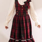 Red Riding Hood Plaid Midi Dress & Capelet (Red)
