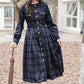 Academia Plaid Button Midi Dress (Navy)