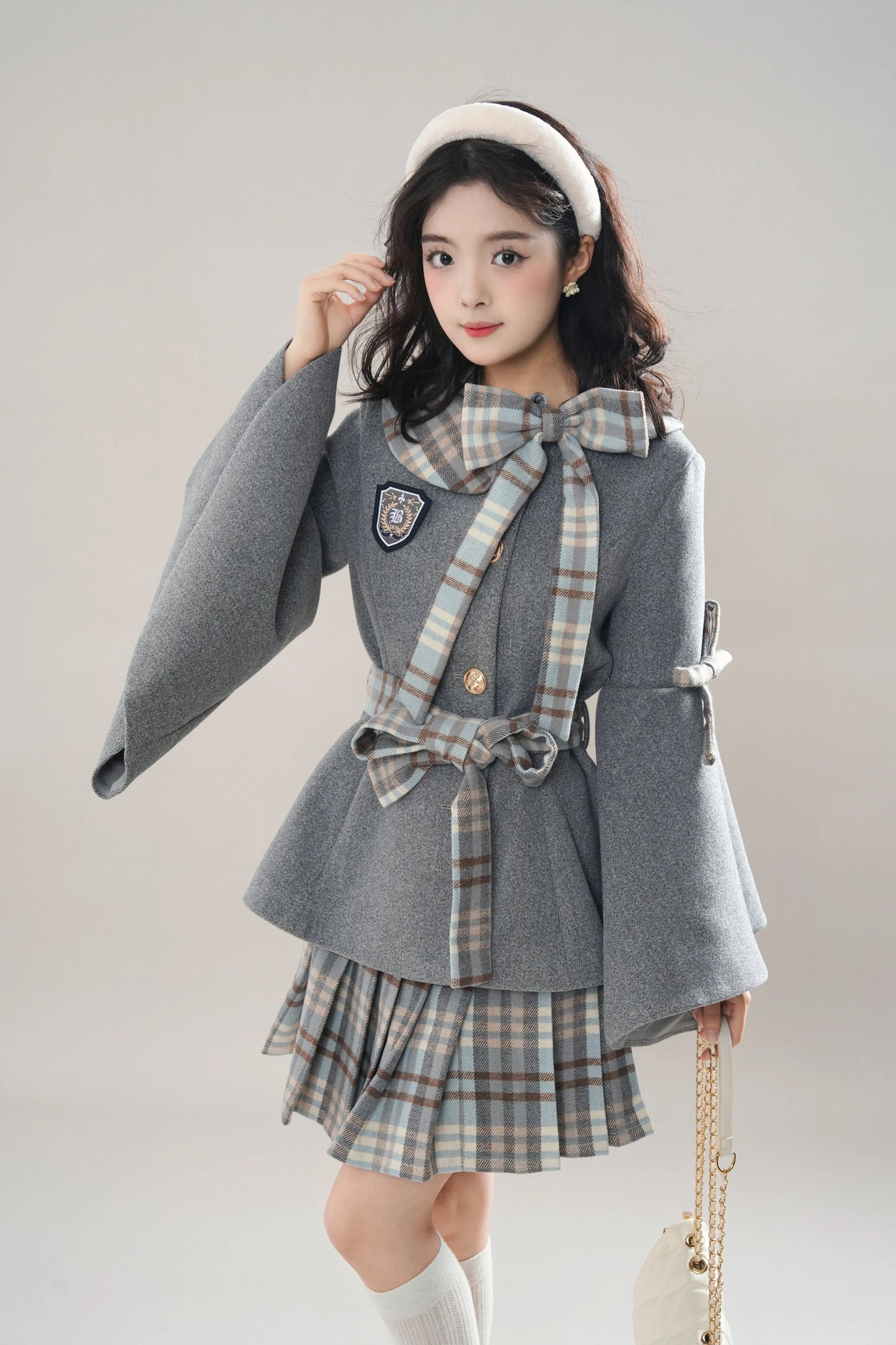 Trumpet Sleeve Short Coat & Skirt (2 Colors)
