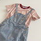 Rosy Days Embroidered Short Overalls (Light Denim)