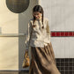 Asymmetrical Round Collar Blouse (Beige)