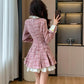 Flirty Plaid Tweed Mini Dress (Pink)