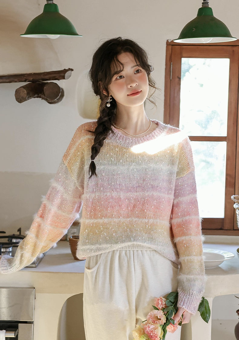 Sherbet Stripe Sweater (Pastel Rainbow)