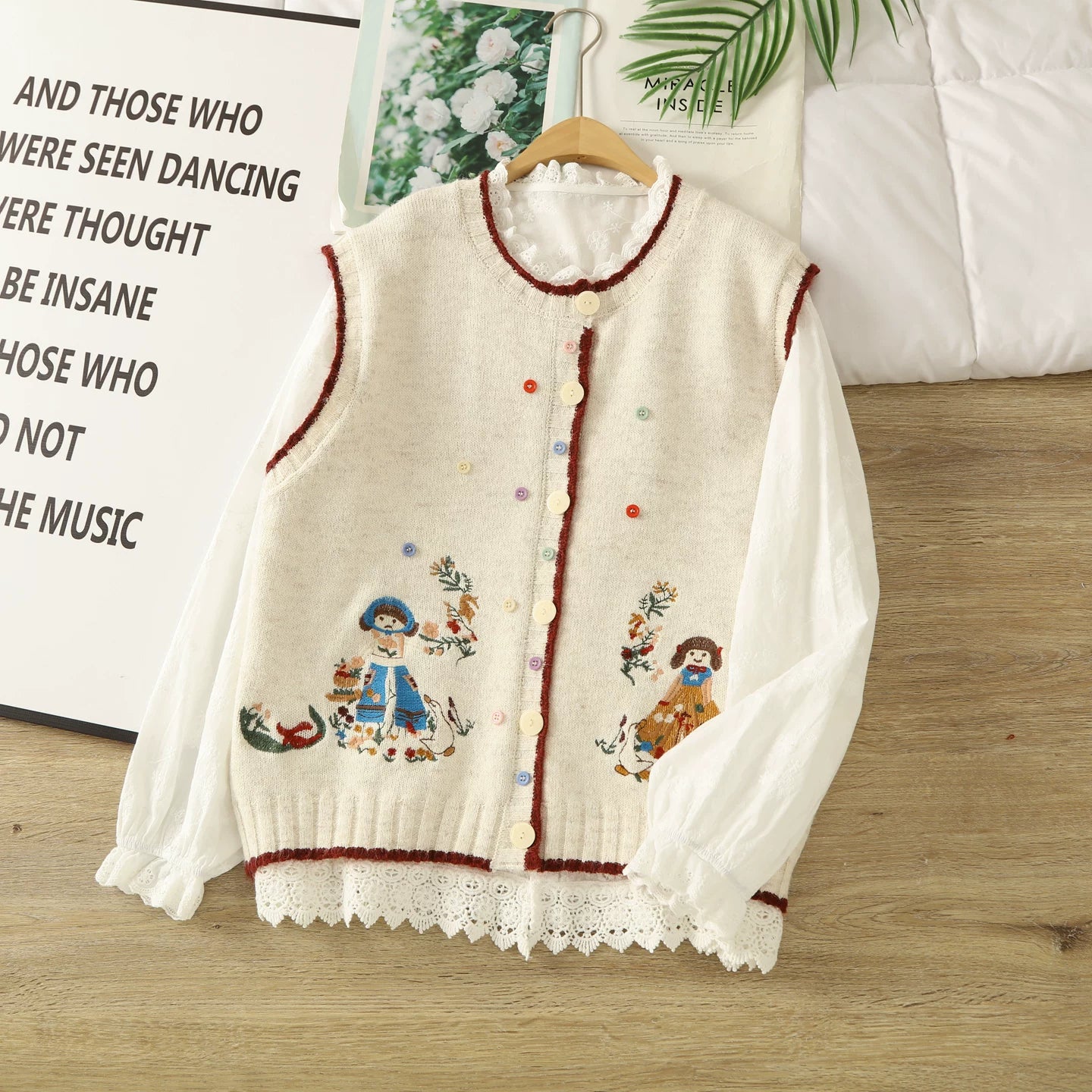 Garden Sisters Embroidered Button Vest (4 Colors)