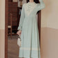 Mint Bows Midi Dress (Eggshell Blue)