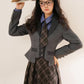 Newsgirl Plaid Suspender Skirt & Blouse Set (2 Colors)