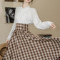 Choco Plaid Midi Skirt (Brown)