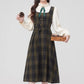 Cabin Plaid Twofer Midi Dress (Olive)