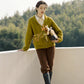 Shawl Collar Cable Knit Cardigan (Chartreuse)