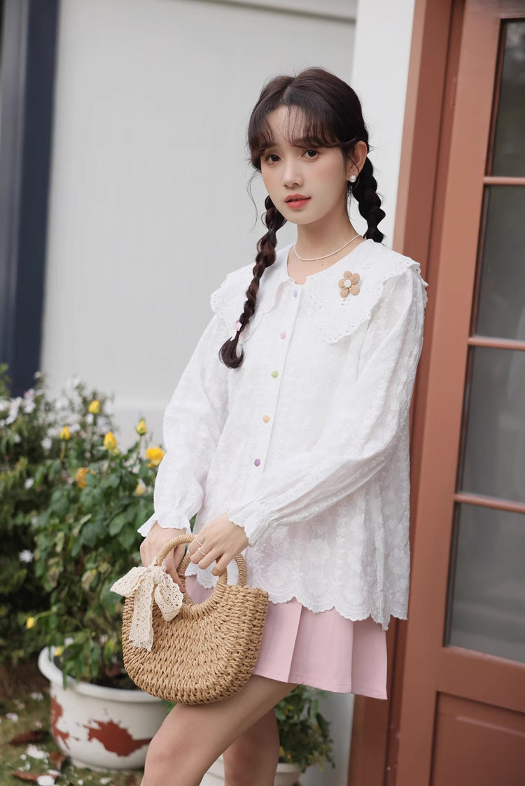 Floral Broderie Blouse (2 Colors)